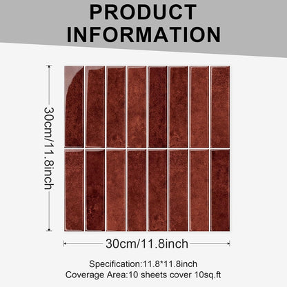 10 Sheets Thicker Design Peel and Stick Backsplash, Self Adhesive Wall Tiles, Stick on Backsplash for Kitchen and Bathroom, 11.8"x11.8",Beige