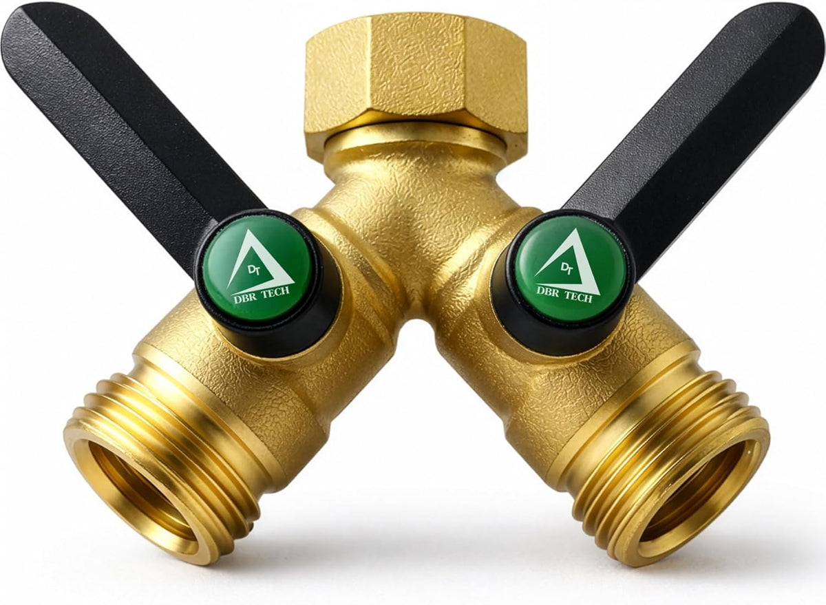 DBR Tech® Garden Hose Splitter 2 Way, Full Flow Solid Brass | 2026 Model