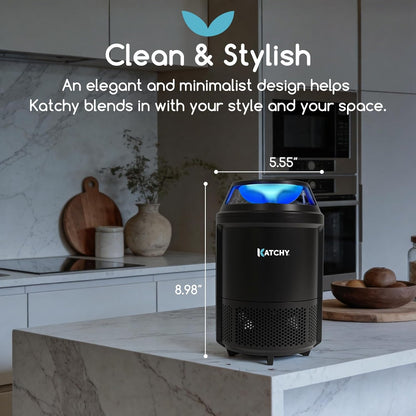 Katchy Flying Insect Trap Indoor – Catcher & Killer for Mosquito, Fruit Fly, Gnat & Small Moth – Non-Zapper with Suction & Blue Light – Ideal for Indoor Spaces, Kitchen & Plants (Original, Black)