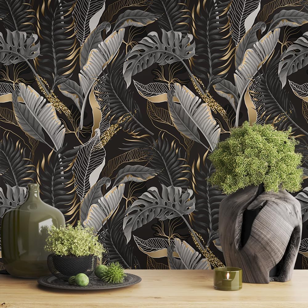 MuralPeel White Poppies Floral Modern Grey Peonies Flowers Peel and Stick Wallpaper Self Adhesive Removable Easy Peel Off Stick on Wall Paper for Bedroom Renter