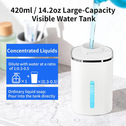 Automatic Foaming Soap Dispenser, Touchless Rechargeable Hand Soap Dispenser, 4 Adjustable Levels, 1200mAh Battery, Large Display, for Kitchen & Bathroom (Black, Foaming)