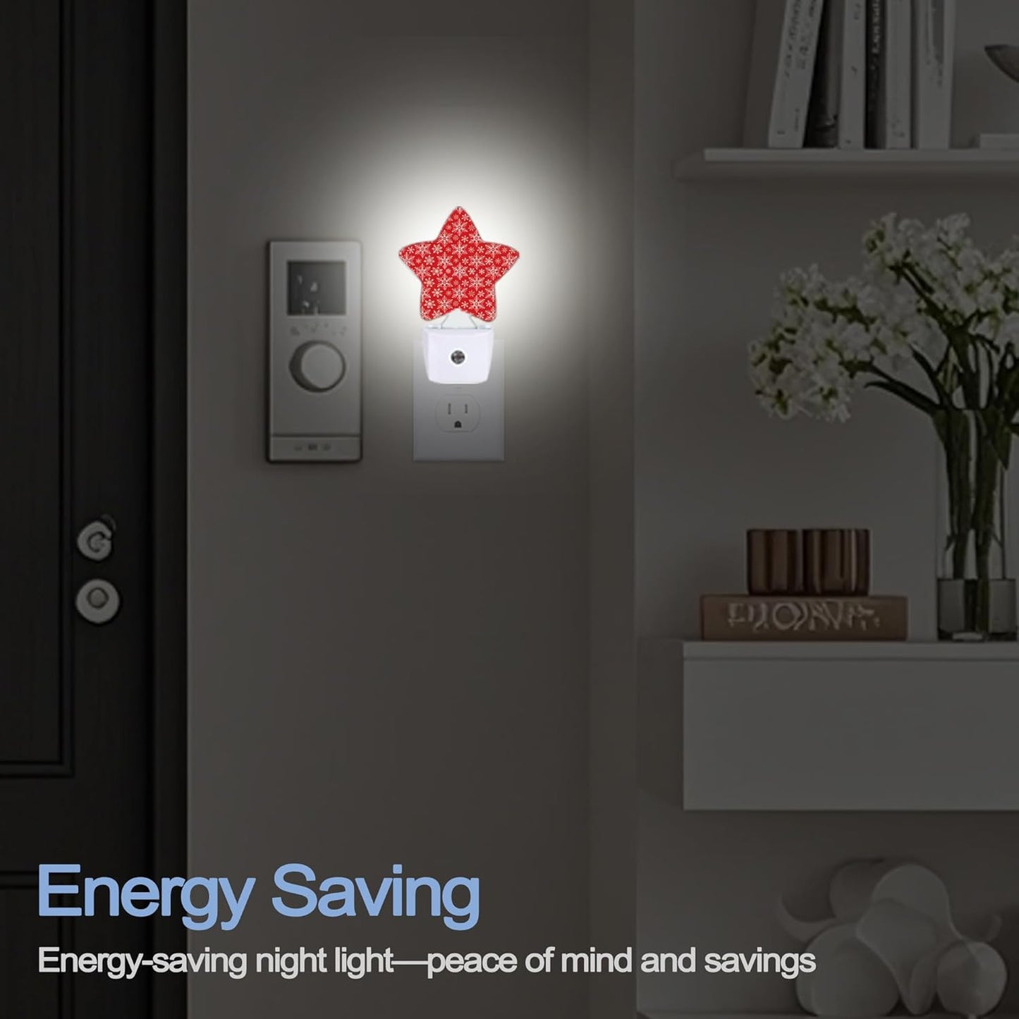 Lavender Butterfly Nightlight,Summer Flowers Star Night Lights Plug into Wall Decorations for Bedroom Bathroom,Dusk to Dawn Sensor Kitchen Hallway Stairs Energy Efficient Desk Lamp