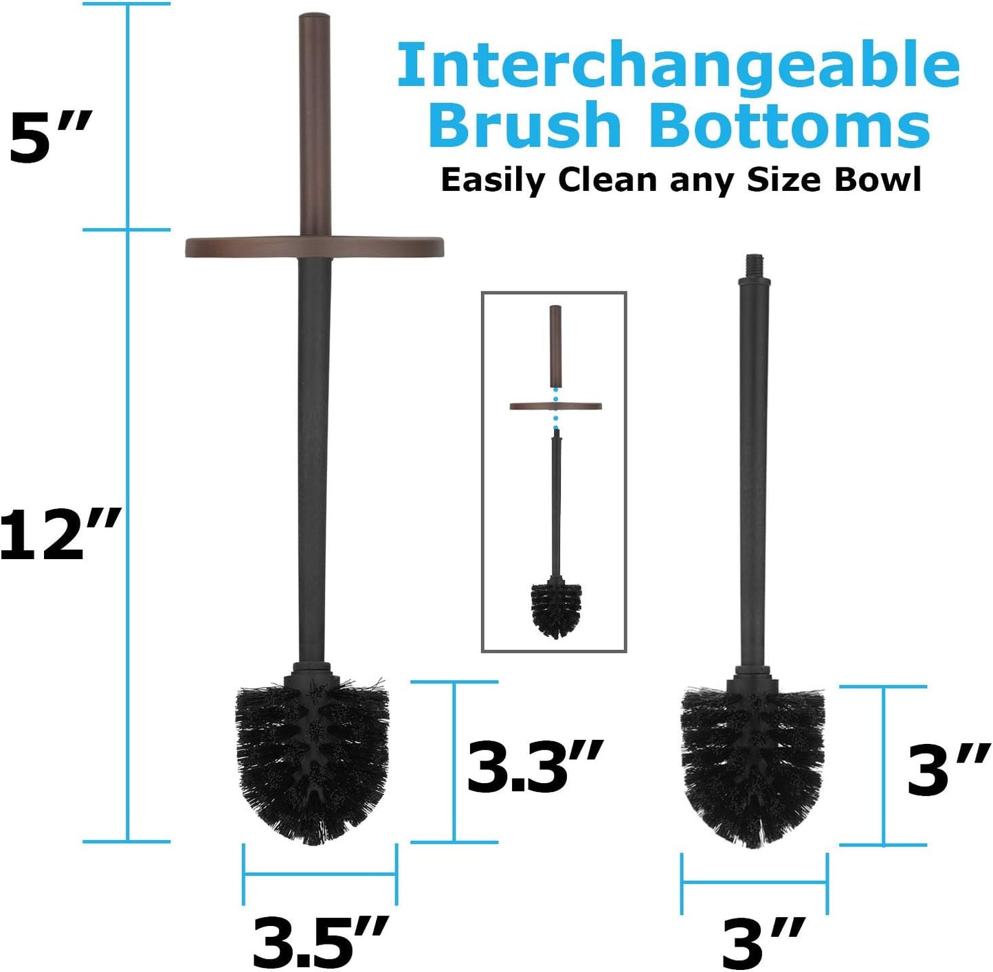 Blue Donuts Toilet Brush and Plunger Set with Holder, Modern Chrome Bathroom Accessories Toilet Plunger and Toilet Bowl Brush Combo