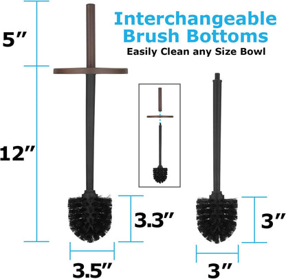 Blue Donuts Toilet Brush and Plunger Set with Holder, Modern Chrome Bathroom Accessories Toilet Plunger and Toilet Bowl Brush Combo