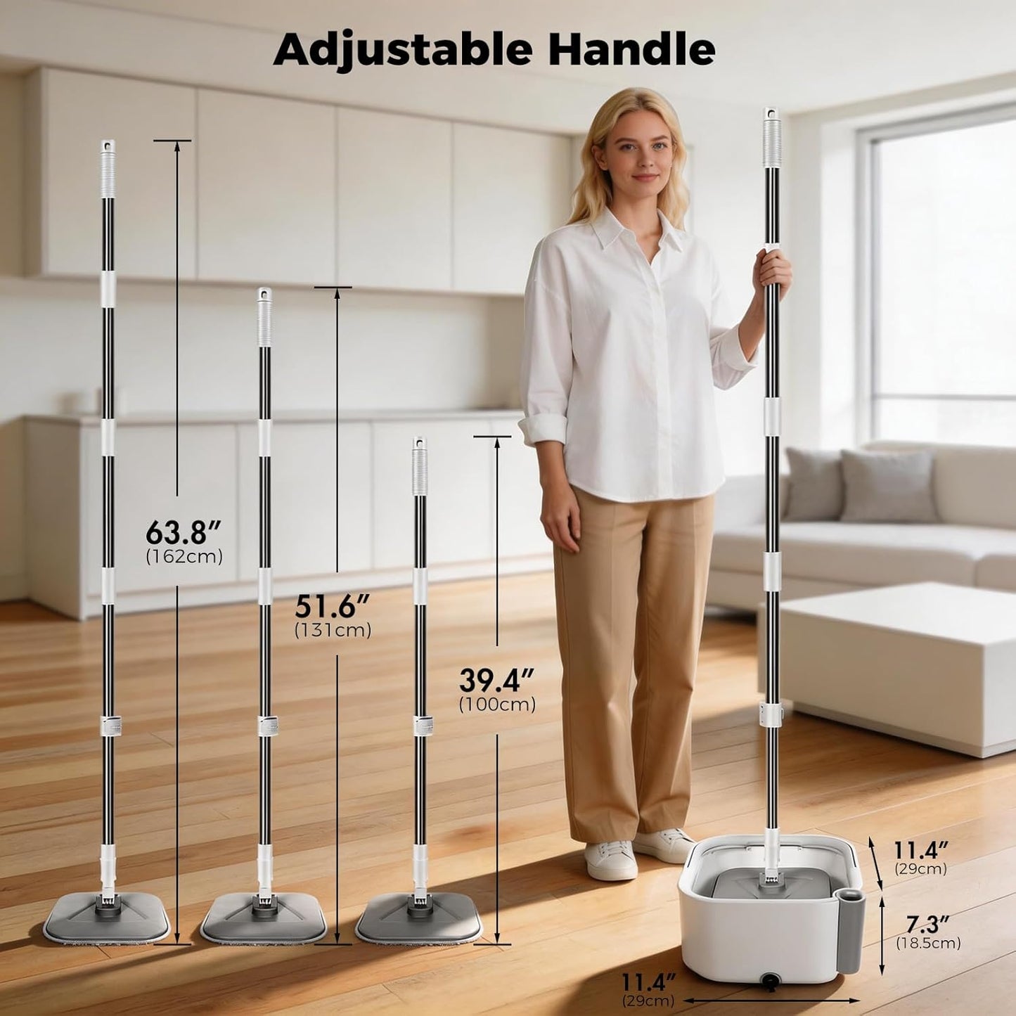 Spin Mop Bucket System,Masthome Pedal Spin Mop and Bucket with Wringer Set,EasyWring Microfiber Mop with 3 Mop Pads,360°Spinning Floor Cleaning System - Home & Office Suitable