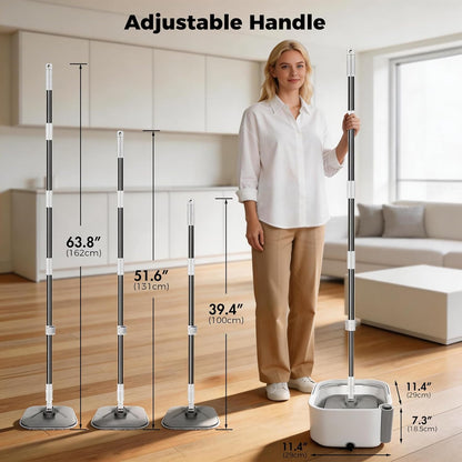 Spin Mop Bucket System,Masthome Pedal Spin Mop and Bucket with Wringer Set,EasyWring Microfiber Mop with 3 Mop Pads,360°Spinning Floor Cleaning System - Home & Office Suitable