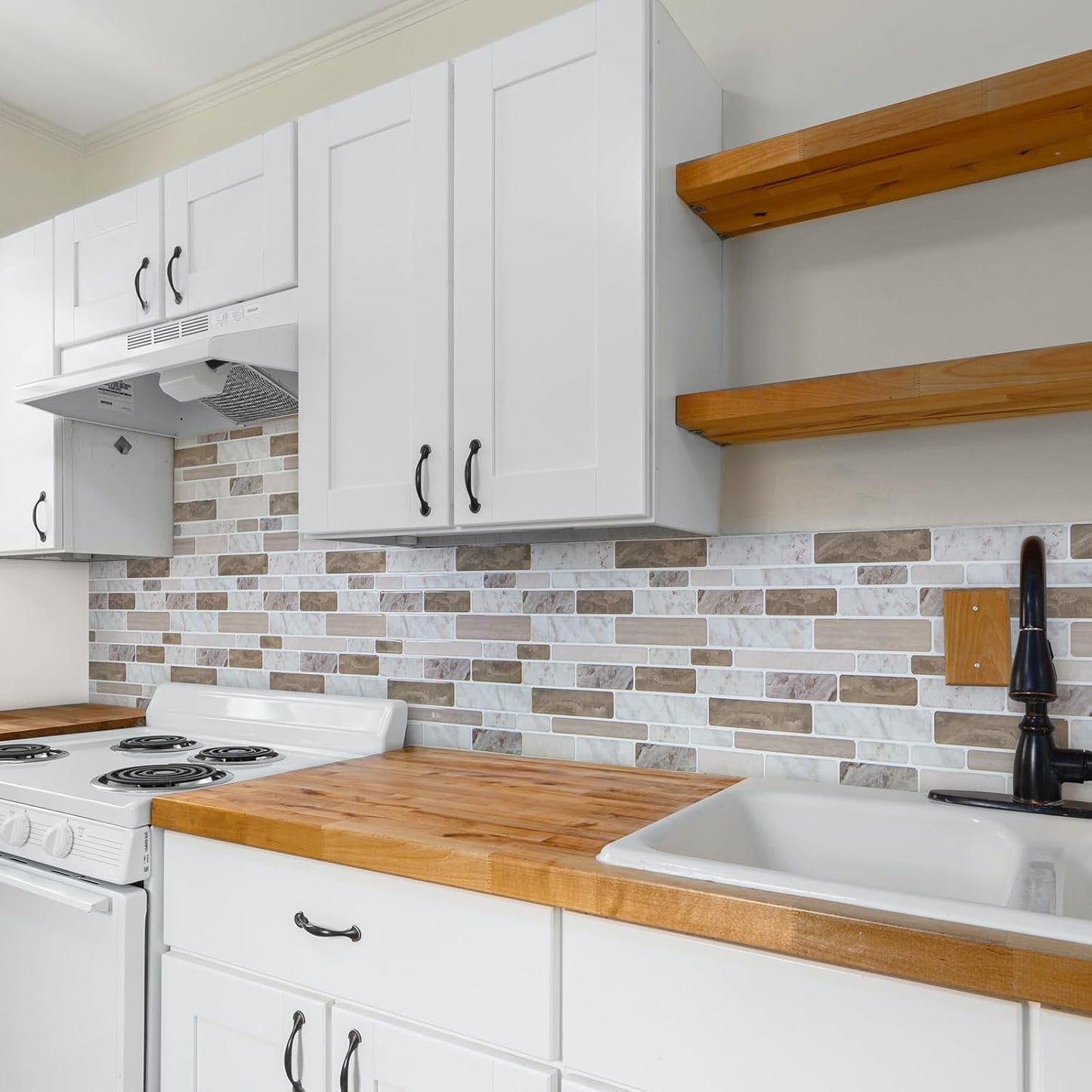WOWSTAR 10-Sheet Peel and Stick Backsplash Tile for Kitchen, Back Splash Stick On Tiles for Kitchen Wall (Grey and Blue)
