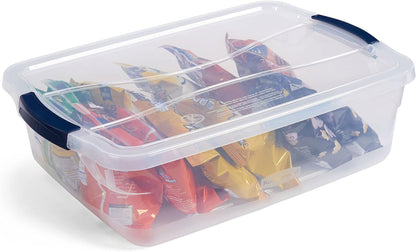 Rubbermaid 68 Quart Under the Bed Low Profile Storage Boxes with Dual Hinged Lids and Easy Rolling Caster Wheels, Clear, 2 Pack