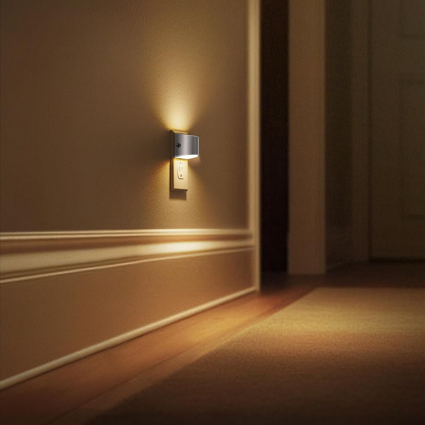 L LOHAS LED Night Lights Plug into Wall 2 Pack, Dusk to Dawn Sensor Nightlight, Brightness Adjustable, 3000K Soft White