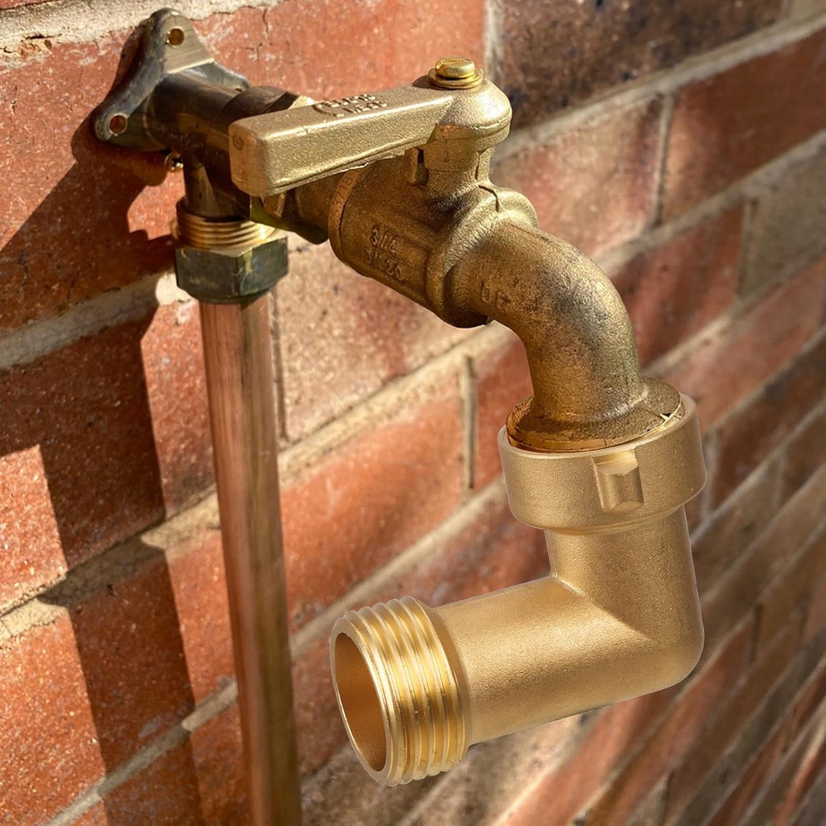 Garden Water Hose Splitter - RV Water Splitter 2 Way Heavy Duty Brass Spigot Hose Splitter - Outdoor Y Hose Bib 2 Valves with 2 Extra Rubber Washers for 3/4" Hose Connector (Blue)
