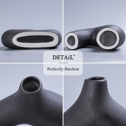 CEMABT Modern Nordic Boho Vase Set - Elegant Beige Matte Ceramic Vase for Living Room, Bookshelf, Mantel, Entryway Table & Console Decor | Home Decor Shelf Decorations Easter Gift