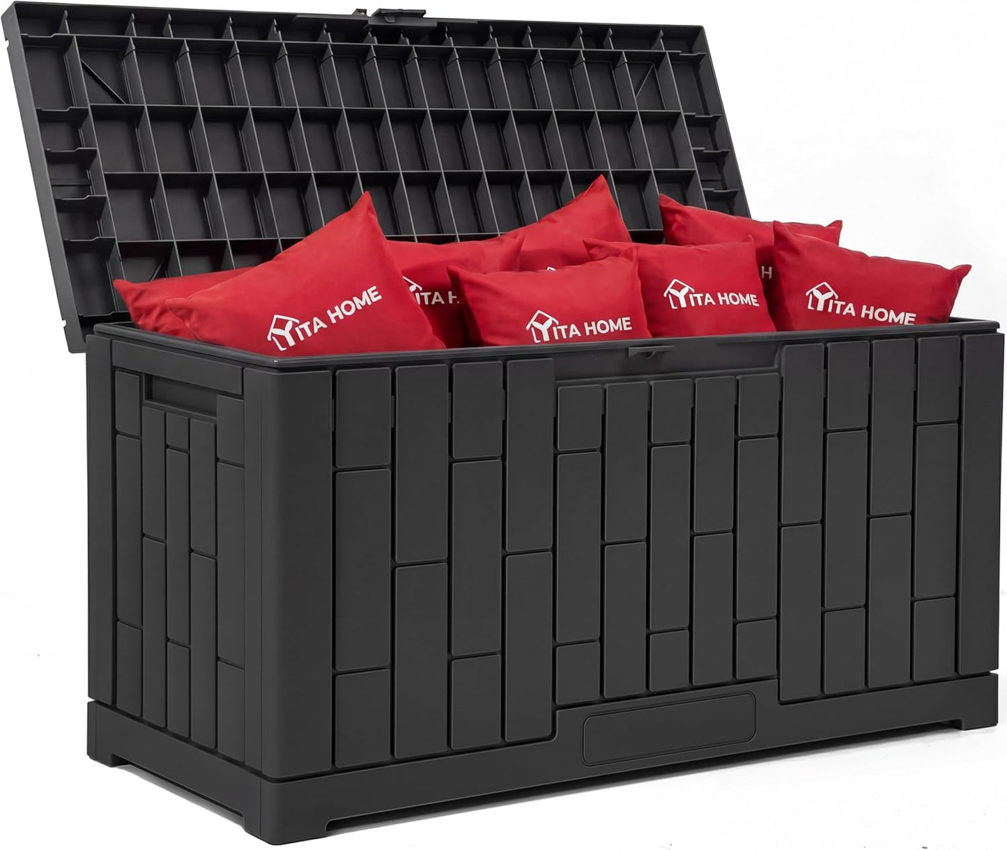 YITAHOME 100 Gallon Large Outdoor Deck Box | Waterproof Resin Storage Box, Lockable Indoor Outdoor Storage Container for Patio Furniture Cushions, Pool Accessories