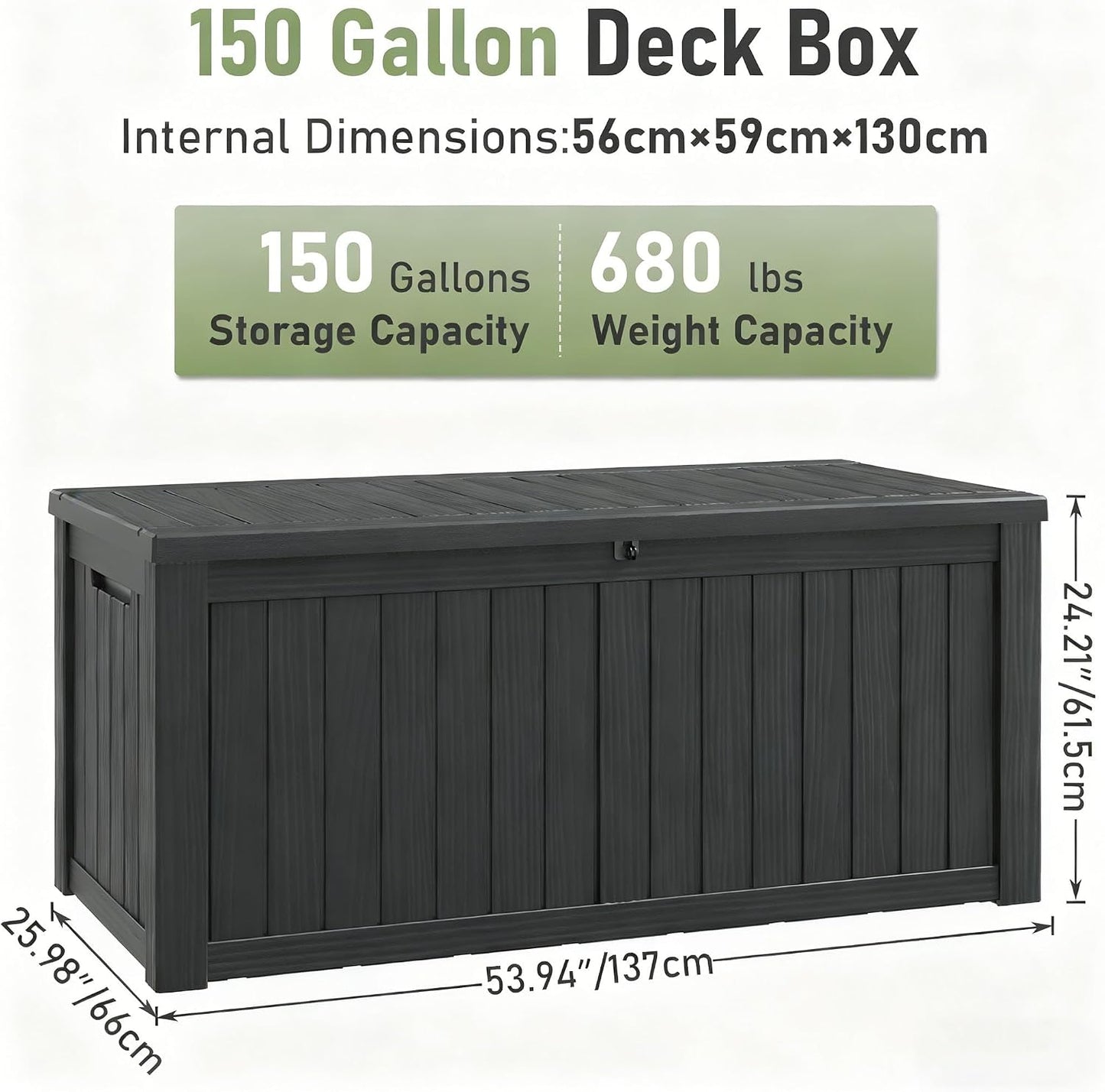 Outdoor Storage Deck Boxes Waterproof, Waterproof and UV Resistant Outdoor Storage Box Lockable Lid for Delivery Box, Indoor, Garden Tools, Pool Supplies, Patio (Black, 31 Gallon)