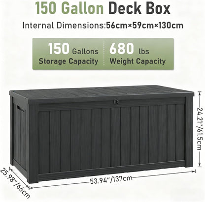 Outdoor Storage Deck Boxes Waterproof, Waterproof and UV Resistant Outdoor Storage Box Lockable Lid for Delivery Box, Indoor, Garden Tools, Pool Supplies, Patio (Black, 31 Gallon)