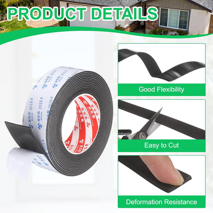 PATIKIL Sponge Rubber Foam Tape, 5/8" W x 1/8" t x 16.4ft l Self-Adhesive Foam Insulation Tape Weather Stripping for Window Door Soundproofing Weatherstrip AC Seal Strip, Black