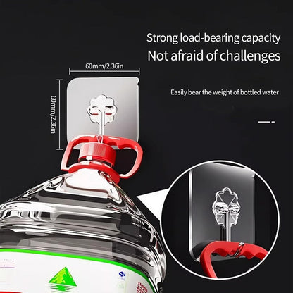 Adhesive Hooks, Hold 33lb(Max) Heavy Duty Sticky Hooks,Waterproof and Rustproof Wall Hooks for Hanging Can be Use Kitchen Bathroom Ceiling Office Window Home Improvement (Transparent 10PCS)
