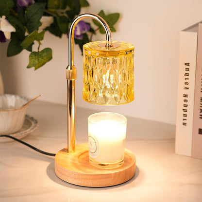 Candle Warmer Lamp with Timer and Dimmable, Electric Wax Melt Candle Warmers Height Adjustable with 2 Bulbs, Birthday Gifts for Women House Warming, Home Decor for Scented Jar Candles(Clear)