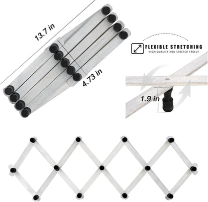 WGFKVAS 2 Pack Accordion Hat Rack for Wall - Expandable Coat Rack & Wall Mounted Hat Holder - Wooden Wall Hanger with 10 Peg Hooks for Coats, Baseball Caps, Keys & Mugs
