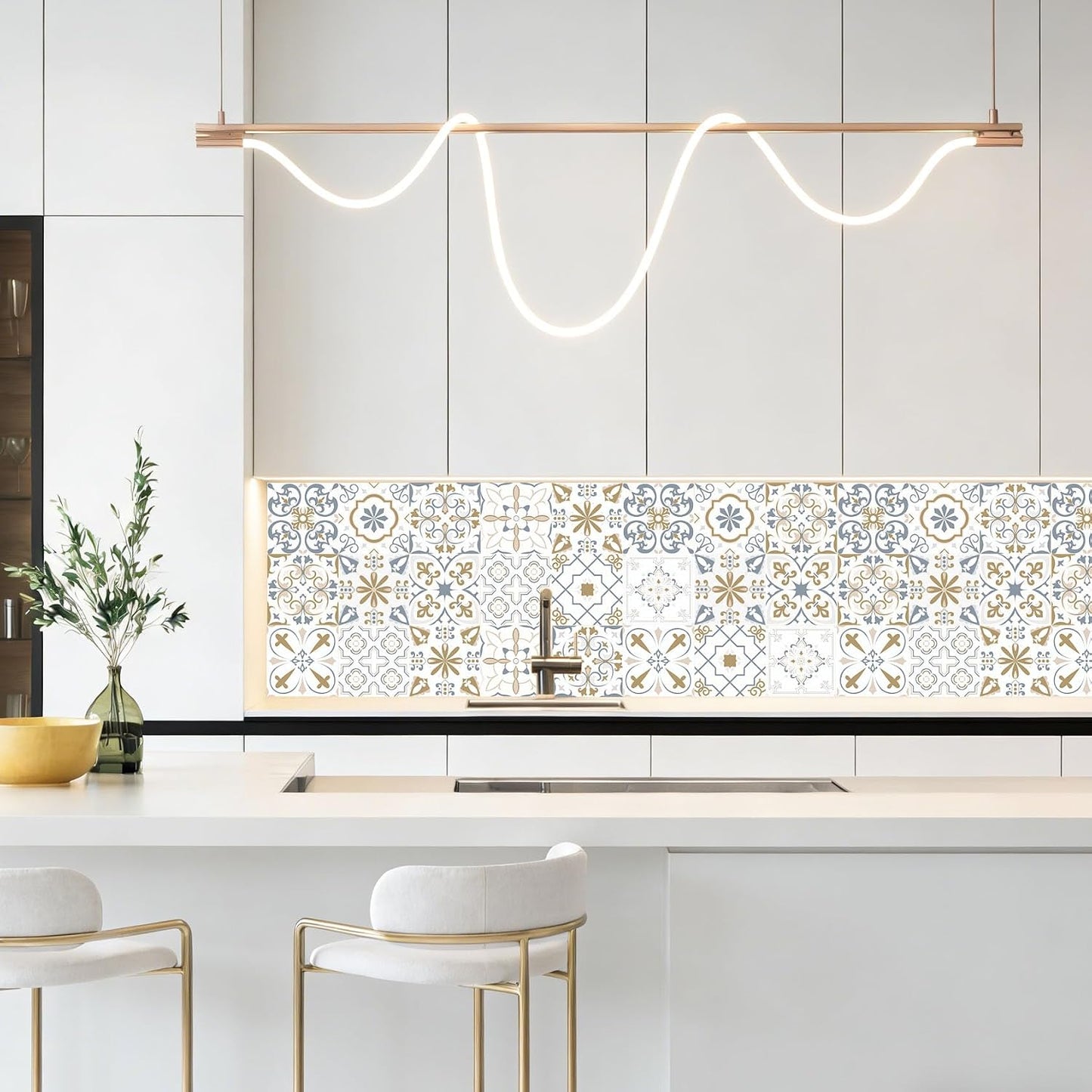 PVC Peel and Stick Tile Stickers 24Pcs Waterproof Removable Backsplash Wall Decals Self-Adhesive Subway Stickers for Kitchen Bathroom RV Instant DIY Upgrade Sticker (Style D, 3.94 x 3.94 Inch)
