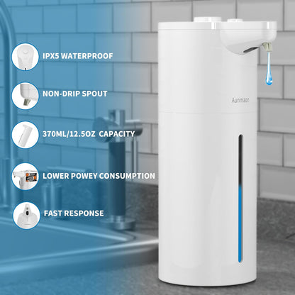 Aunmaon Automatic Soap Dispenser Touchless, Hands-Free, Multi Adjustable Volume, Long Battery Life, Compatible with Thick & Thin Dish/Hand Soap for Bathroom and Kitchen, Easy for Toddlers, Black