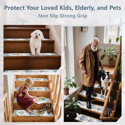 Stair Treads for Wooden Steps, Non Slip Stair Treads Carpet Indoor Residue Free Peel and Stick Washable Stair Covers, Safe for Dogs Kids Elders, Moroccan Beige, 8x30 inch, 1 Pack