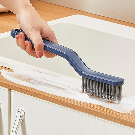 Multi-Purpose Bathroom Crevice Cleaning Brush with Ergonomic Handle for Narrow Gap Tile Edge and Window Track Scrubbing