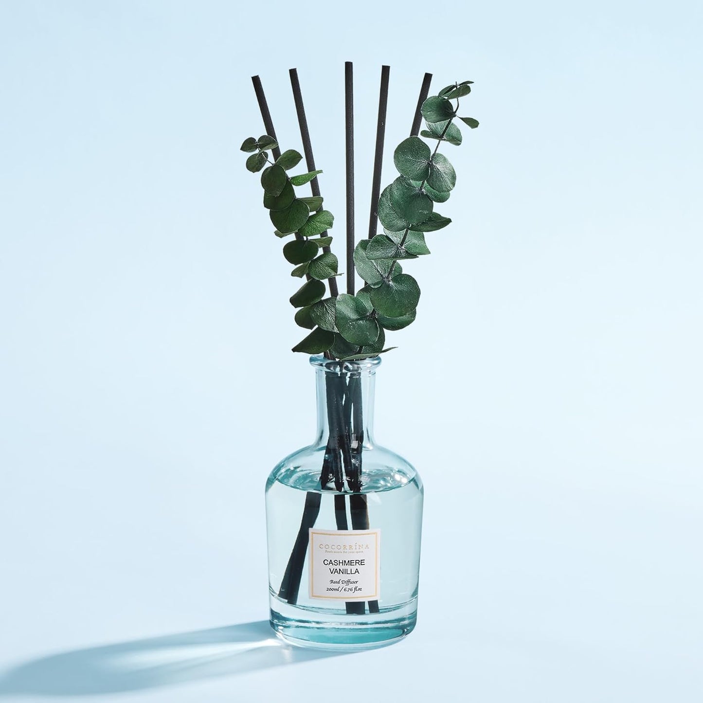 COCORRÍNA Wild Mint & Eucalyptus Reed Diffuser – 6.76 oz Essential Oil with 8 Reeds & Real Eucalyptus Sticks, Home Fragrance for Bedroom or Bathroom Décor