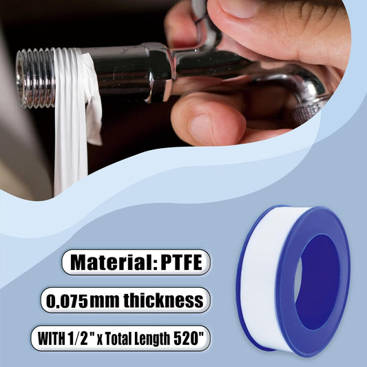ALLICAVER 4 Rolls Premium Plumbers Tape, 1/2" x 520" Teflon Tape, PTFE Thread Seal Tape, High-Density Thread Sealant, for Shower Head, Water Pipes DIY Plumbing Accessories Come with Plumbers Hemp