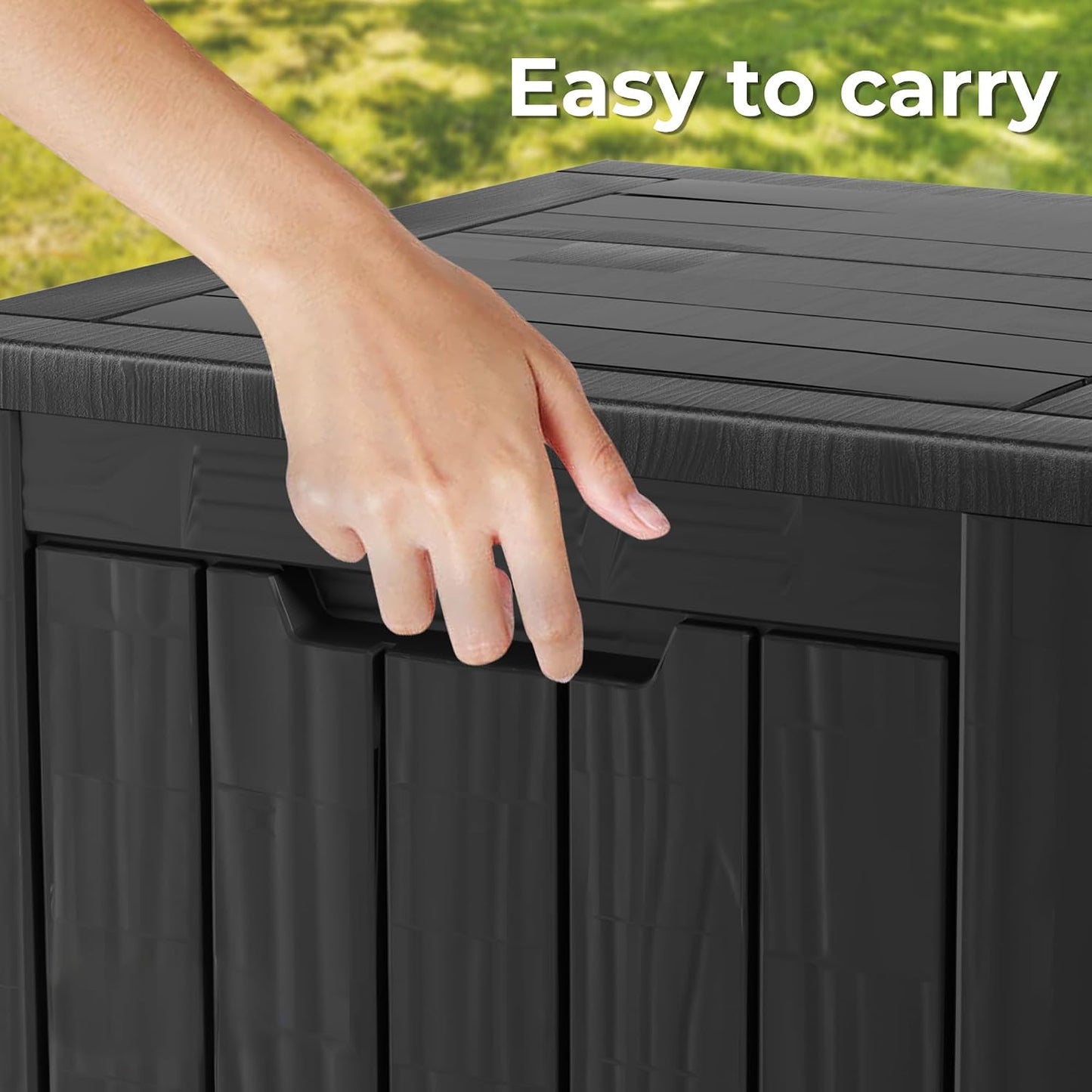 320 Gallon Outdoor Storage Box, Extra Large Waterproof Resin Deck Box with Lockable Lid Storage Bin for Patio Furniture Cushion, Garden Tools, Pool Accessories, UV-Resistant Outside, Black