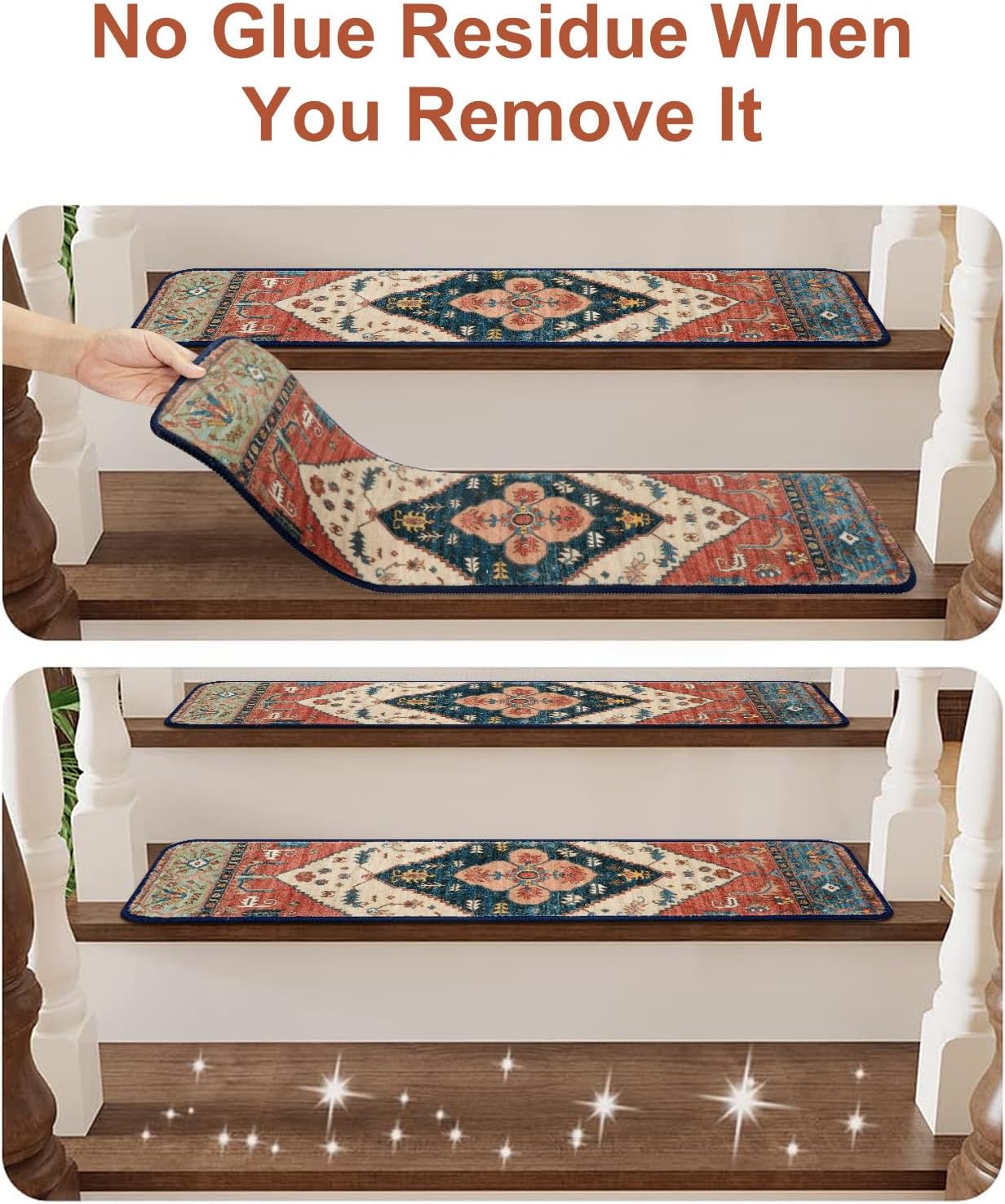 OJIA Stair Treads Non Slip for Wooden Steps Indoor 15PCS Carpet Stair Treads, Rubber Backing Stair Carpet Treads, Residue Free 8"x30" Staircase Step Treads Edging Stair Rugs for Kids & Pets, Gray
