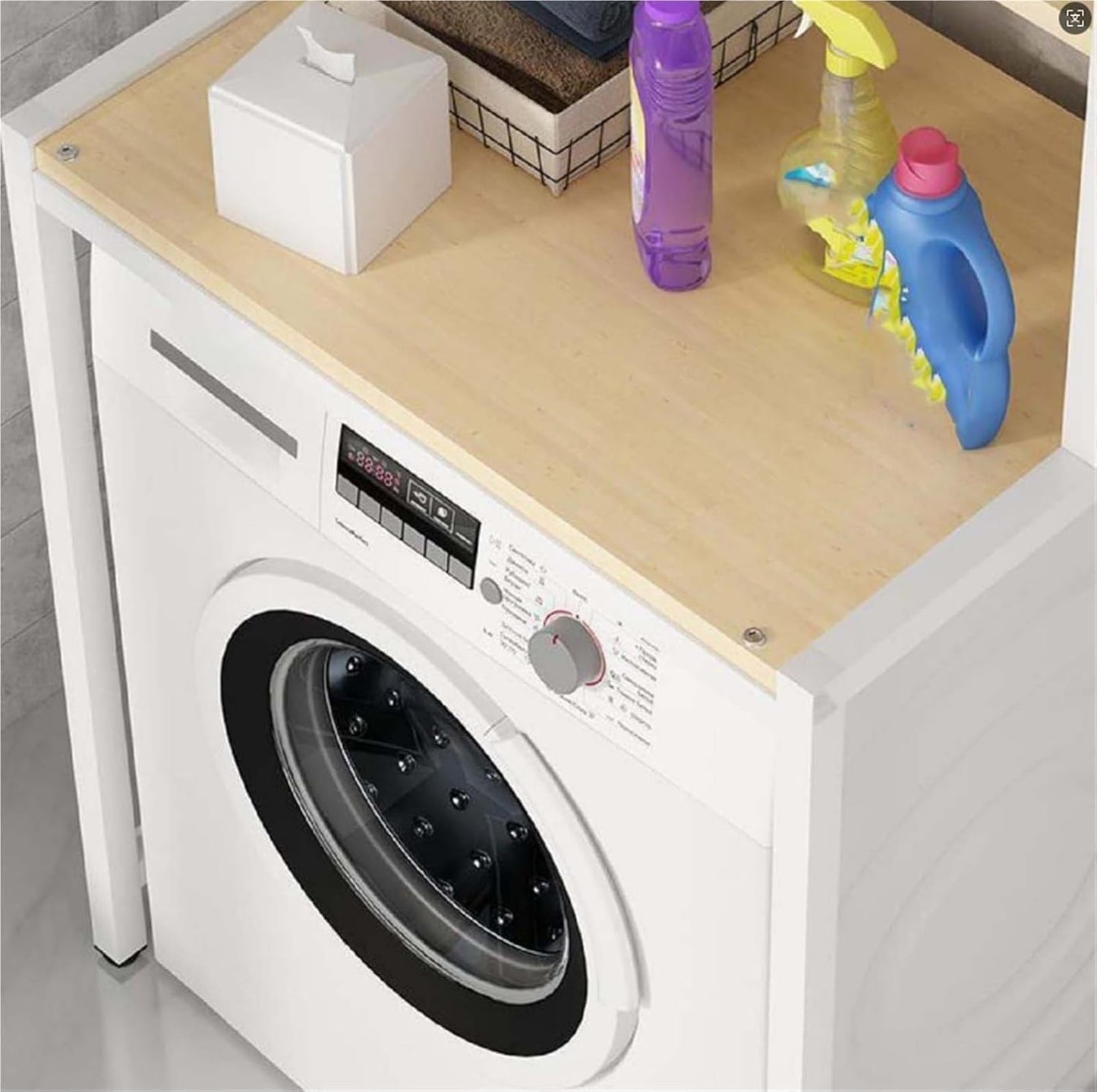Over The Washer Storage Shelf – Space-Saving Laundry Organizer, Sturdy Bathroom Rack for Tidy Home Essentials(Black,2-T)