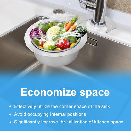 2pcs Swan Sink Strainer Basket, Premium Stainless Steel Hanging Kitchen Sink Filter Basket Quick Drain Practical Kitchen Tools for Fruit Vegetable(Silver, Large)