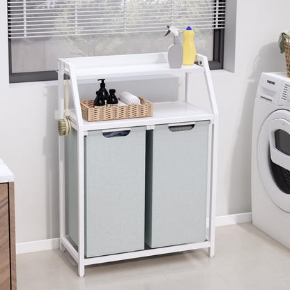 Timberer Laundry Hamper, Laundry Sorter 3 Section, Rolling Laundry Basket with Wheels, 2 Shelves, 3 × 14.5 Gal, Pull-Out and Removable Oxford Fabric Bags, for Laundry Room, Black and Rustic Brown