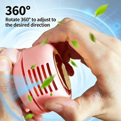 Portable Silent Clip-On Bladeless Personal Fan, Wearable Waist & Neck Fan, 360° Rotation, 3 Speeds, USB-C Rechargeable, Compact & Lightweight, Hands-Free Cooling for Travel, Office & Outdoor (Pink)