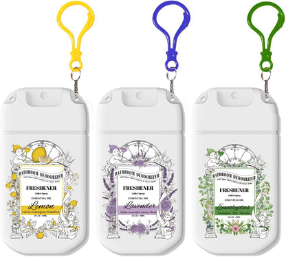 Pocket Size Toilet Spray for Poop, 2 Pack Lemon Scent, Bathroom Odor Eliminator with Removable Hook,Travel Essentials Variety