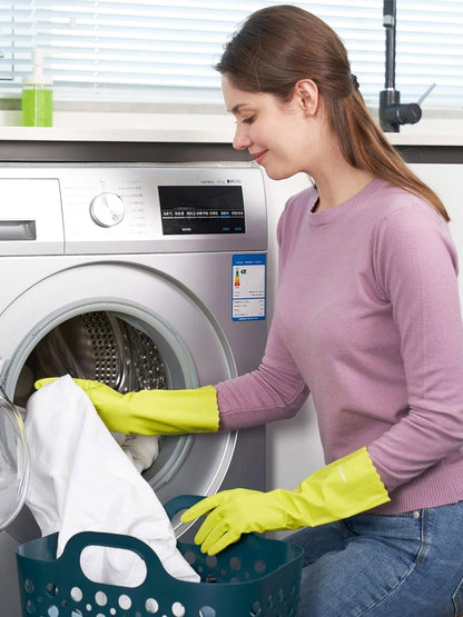 LANON wahoo Skin-Friendly Cleaning Gloves, Dishwashing Kitchen Gloves with Cotton Flocked Liner, Reusable, Non-Slip, Mauve Mist, Medium