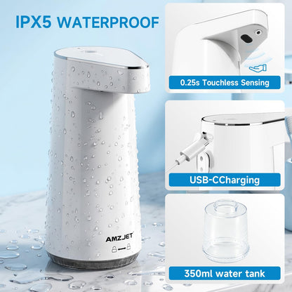 2026 Patent Edition Automatic Soap Dispenser Touchless, 300ml Hand Soap Dispenser with 4 Adjustable Foam Levels, IPX5 Waterproof Rechargeable Foaming Soap Dispenser for Kitchen & Bathroom