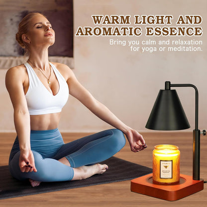 Candle Warmer Lamp Wood with Timer, Dimmable Electric Candle Lamp Warmer for Jar Candles, 2*35 Watt Bulb, Mothers Day Birthday Gifts for Women Men, Decorative Wooden Candle Lamp for Bedroom Home Decor