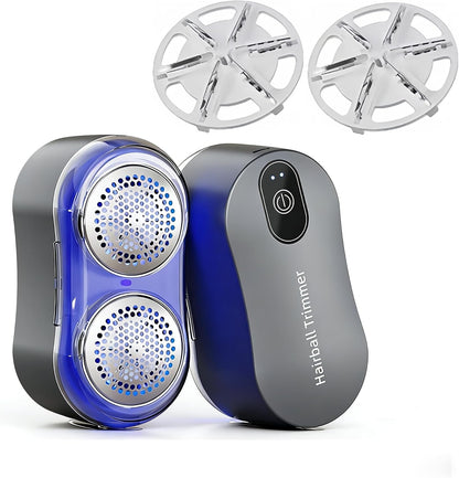 Dual-Head Electric Lint Remover & Fabric Shaver Defuzzer, Type-C Rechargeable, 6 Steel Blades, Remove Clothes Fuzz, Lint Balls, Pills
