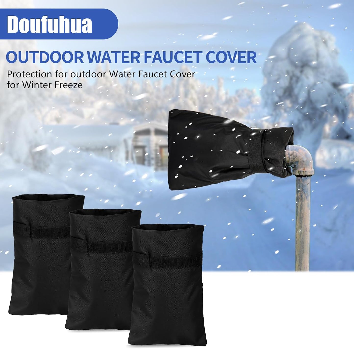 3 Pack Outdoor Faucet Covers for Winter Freeze Protection, 8.3" H X 5.4 "W Outside Garden Waterproof Freeze Protector Pipe Insulation, Spigot Insulation Socks Hose Bib Protector Prevent Backflow