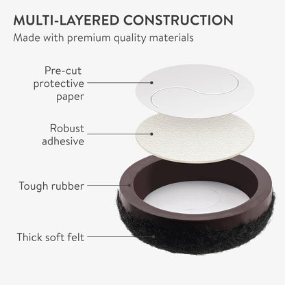 Aneaseit Felt Furniture Pads - Round Chair & Table Leg Protection for Hardwood Floors - Heavy Duty Floor Protectors - Pad Sliders for Chair Legs - 1 inch (25mm) 8 Pack - Black