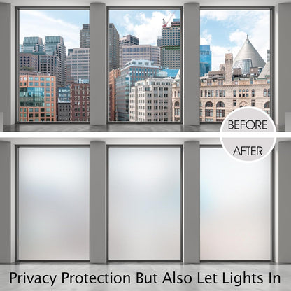 HIDBEA Frosted Window Privacy Film Heat Control UV Blocking, Static Cling Non-Adhesive Reusable Door coverings for Bathroom Home Office (Frosted 17.5 Inch x 6.5 Feet)