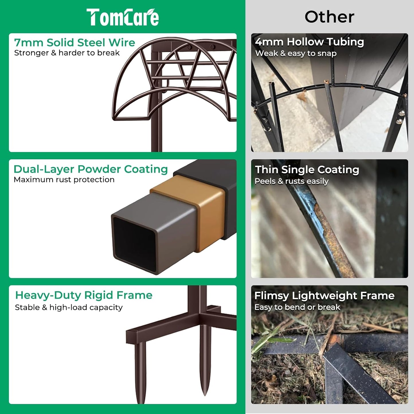 TomCare Garden Hose Holder 4 Spikes Garden Hose Reel Hose Stand Upgraded Water Hose Storage with Tool Hooks Garden Hose Hanger Organizer Holds 160ft Hoses for Outside Yard Lawn, Black