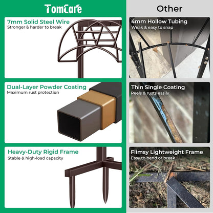 TomCare Garden Hose Holder 4 Spikes Garden Hose Reel Hose Stand Upgraded Water Hose Storage with Tool Hooks Garden Hose Hanger Organizer Holds 160ft Hoses for Outside Yard Lawn, Black