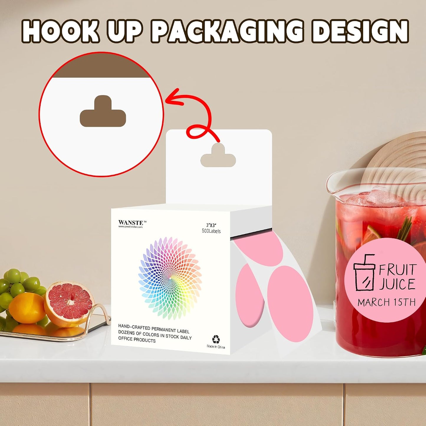 3 Inch White Color Code Dot Stickers,500 PCS Round Labels Stickers in Dispenser Box for Organization, Inventory,Classroom