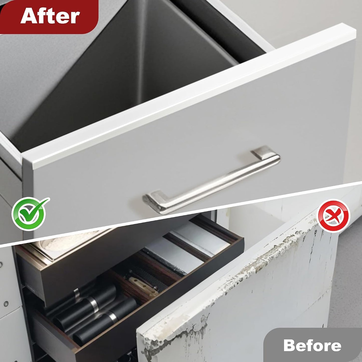 Cabinet Protectors for Kitchen Cabinets, Cabinet Door Protector Trash Drawer Protector Edge Guard, Plastic Slip on Protectors for Cabinets– 3/4" Thick, 18" Length
