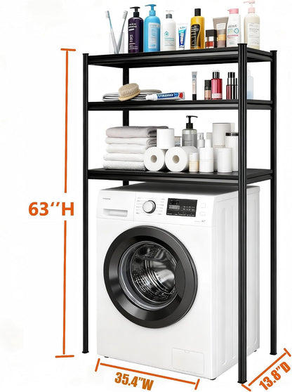 Over The Washer and Dryer Storage Shelf, Height-Adjustable 4-Tier Metal Heavy Duty Over The Washer, Organizer Rack for Washer Dryer, Laundry Room Organizer Rack, Multi-Functional Storage Shelf
