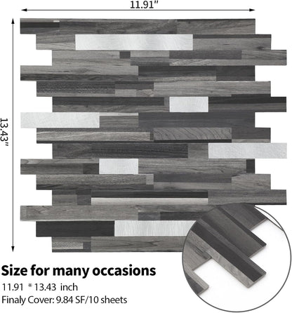 Yipscazo 2026 New Upgrade 11.34" X 11.57" Peel and Stick Backsplash, Stick on Backsplash Tiles for Kitchen, Bathroom, Fireplace (10 Sheets, Beige Rocks + Rose Gold)
