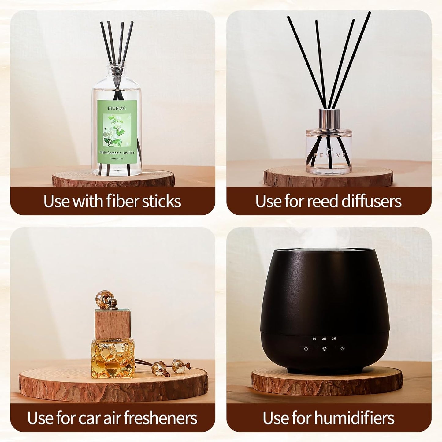 3 Pack Fragrance Reed Diffuser, 50ML Lavender Jasmine Lemongrass Aromatherapy Diffuser Set with 12 Black Fiber Sticks,Air Freshener for Bedroom Bathroom Office, 8.2X 6.6X 2.1 inch