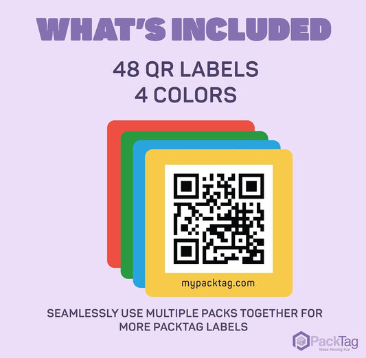 QR Code Storage Labels – 48 Color Coded Moving & Storage Box Stickers with AI Photo Inventory, Smart Home Organization & Inventory Management System, No App Required, iOS & Android Compatible